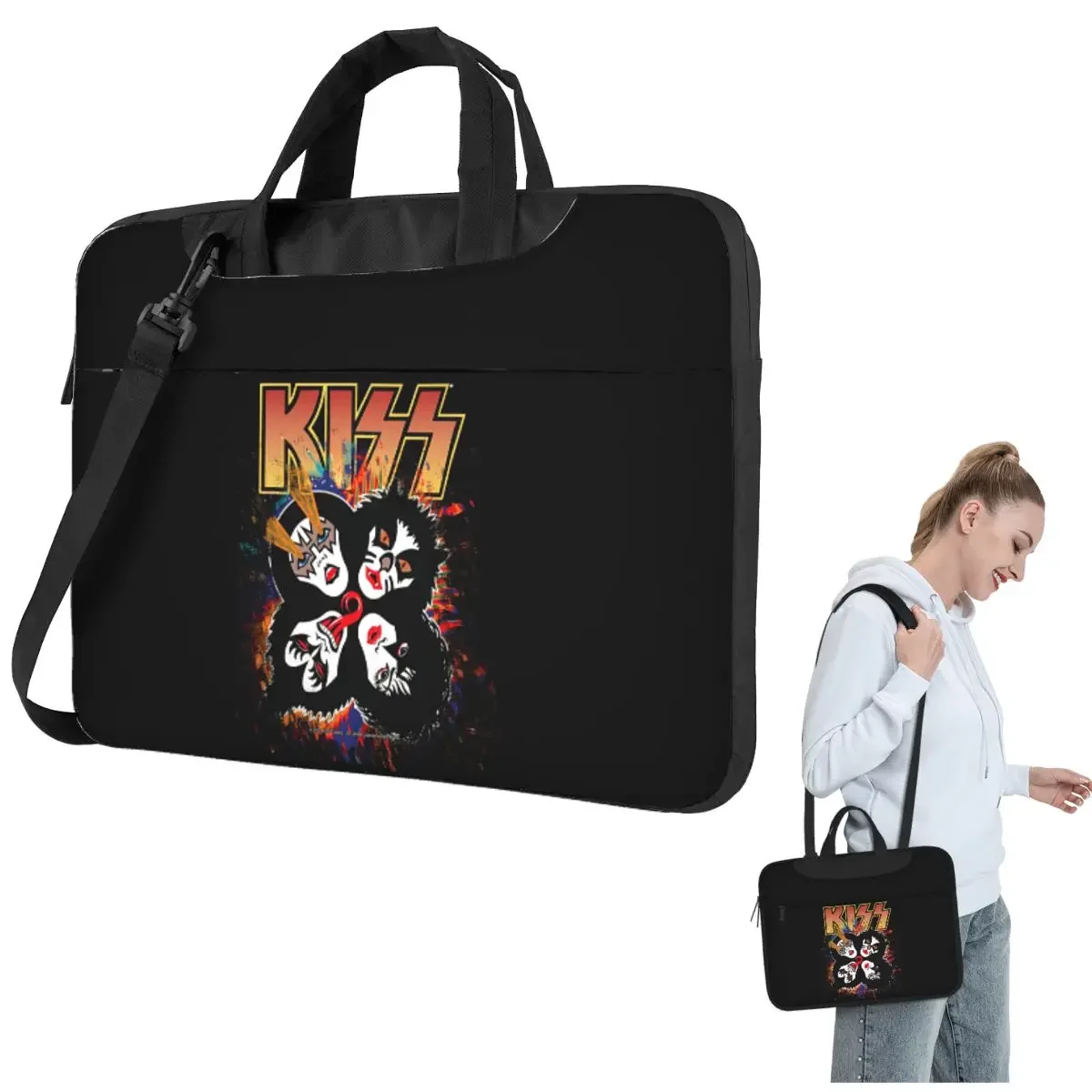 

Kiss Rock Band Retor Crossbody Laptop Bag Case Computer Bag 13 14 15.6 Inch Notebook Pouch for Macbook Pro