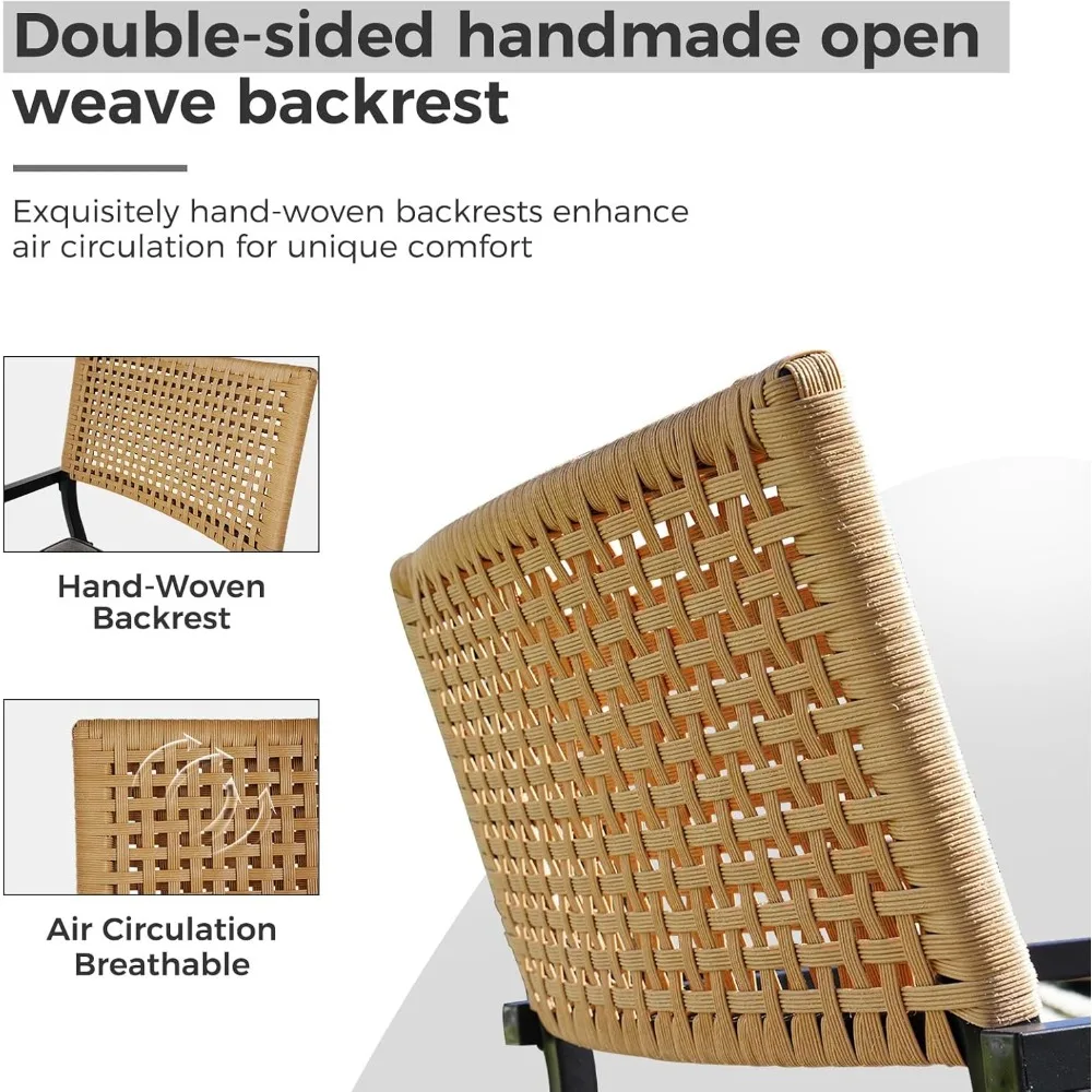 outdoor dining chair set of 4, 4 pieces patio dining chairs, stackable wicker chairs set with cushions armrest for restaurant,