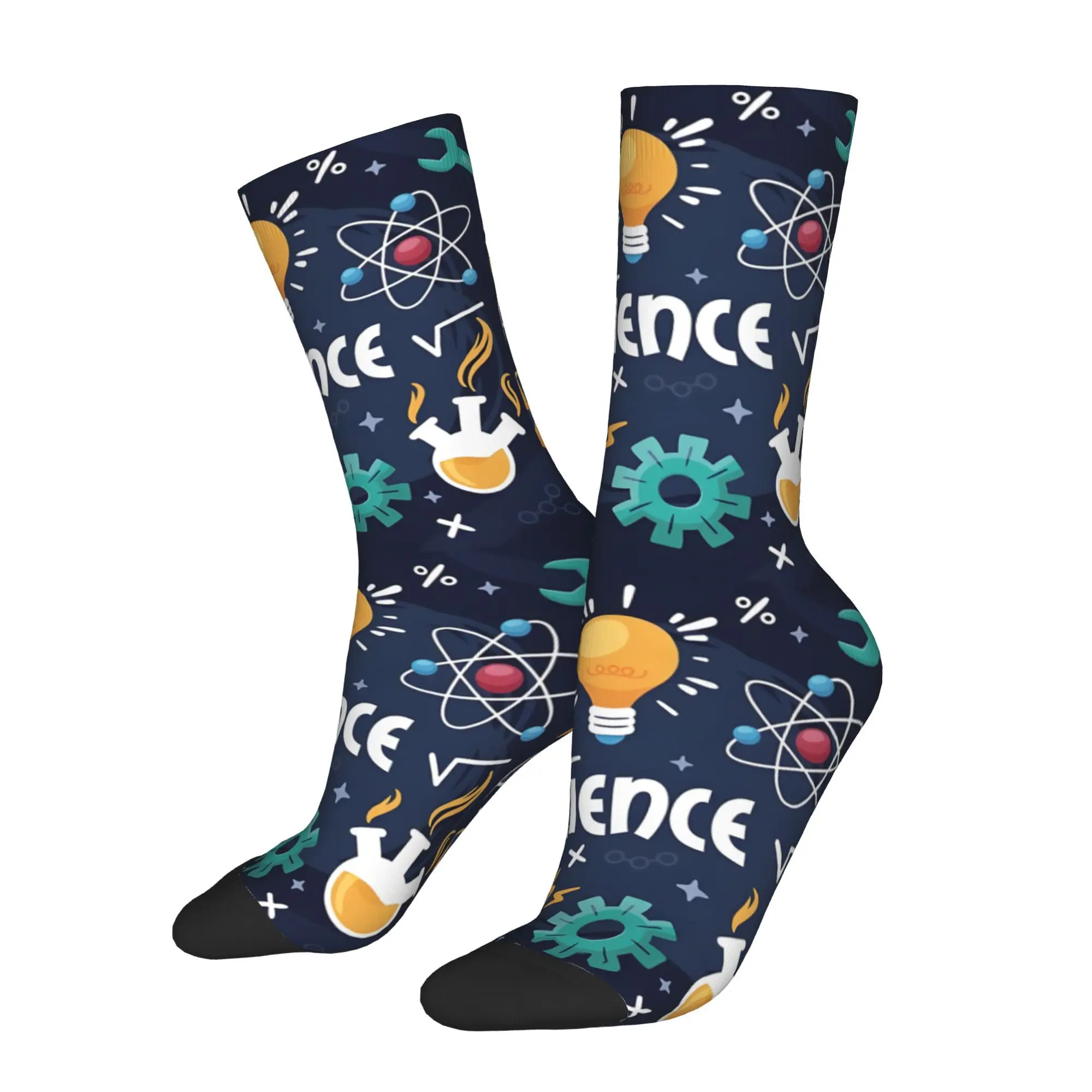 1pc Amazing Science  Design Printed Men's Socks  Novelty Hip Hop Harajuku Pattern Crew Sock Casual Gift