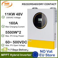 11KW/11KVA Solar Hybrid Inverter Built-in 160A Solar Charger Max PV 500VDC Off Grid Pure Sine Wave Inversor Support WIFI RS485