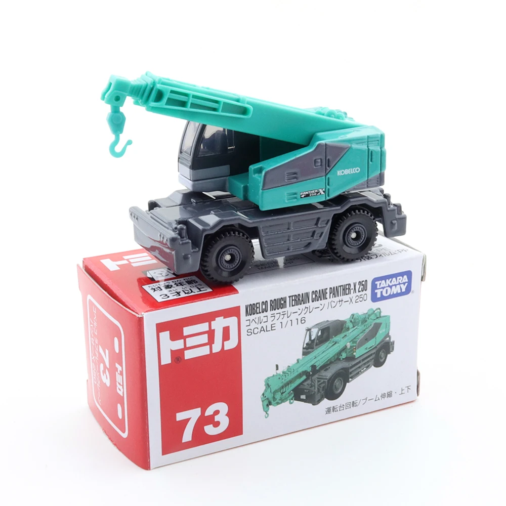 Takara Tomy Tomica No.73 Kobelco Raugh Terrain Crane Panther-X 250 1:116 Alloy Toys Motor Vehicle Diecast Metal  Model