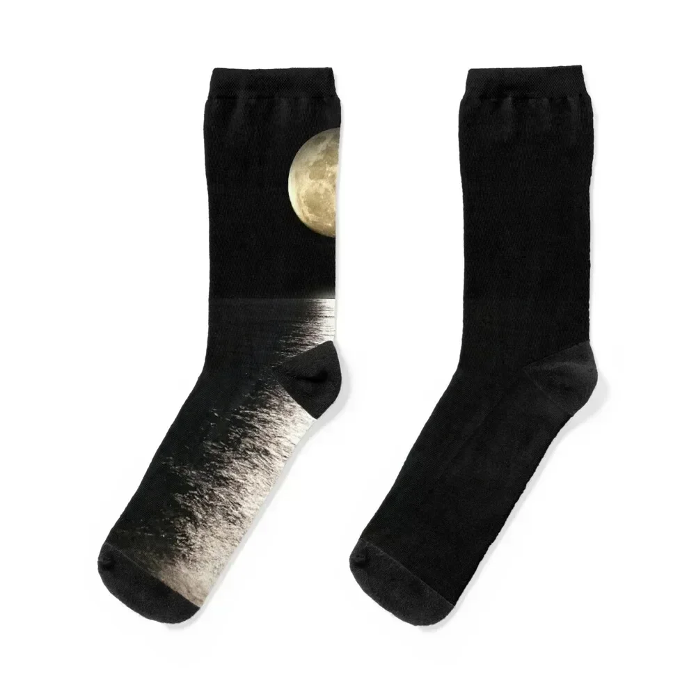 

Beautiful Full moon lake reflection - bestseller Socks man Soccer Luxury Woman Socks Men's