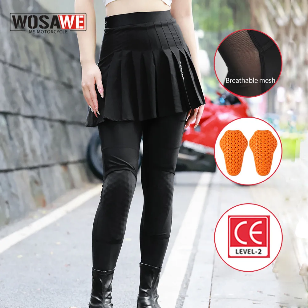WOSAWE Motorcycle Female Riding Pants Summer Mesh Breathable Trousers Motocross Knight Protection Slim Trousers For Girls