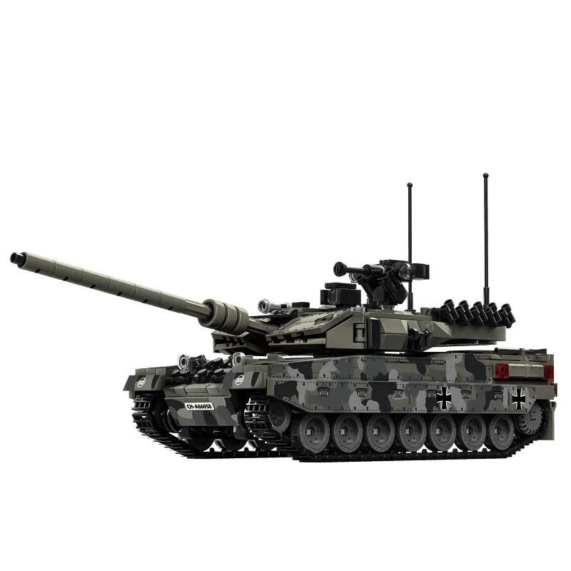 2025 Nuovo tedesco Leopard 2A7 Modello di carro armato pesante Puzzle per bambini Assemblaggio di piccole particelle Decorazione di blocchi di costruzione