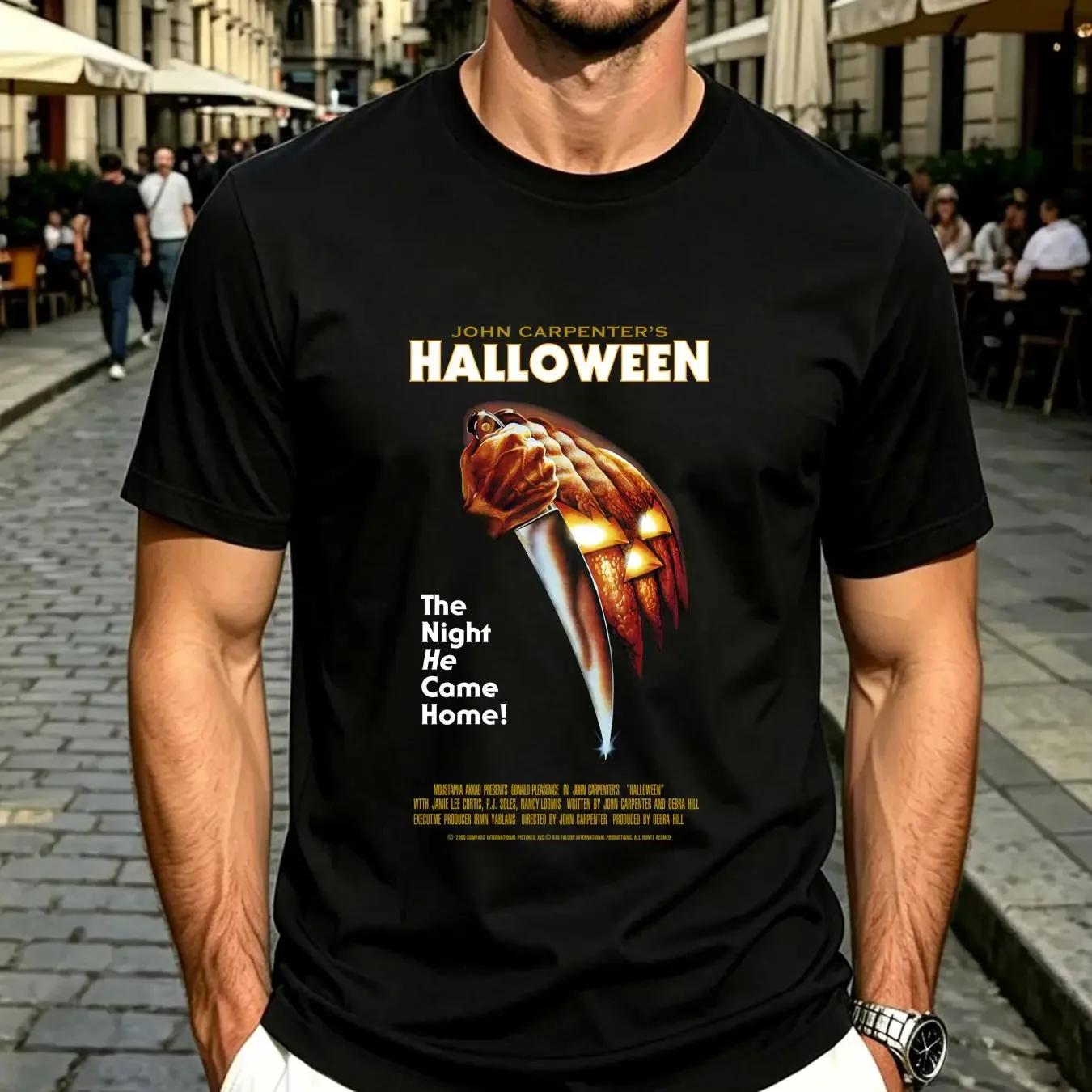 washed T Shirt John Carpenter s Halloween Movie Promo Poster Size XS Black Horror long or short sleeves vintage Washed fashion