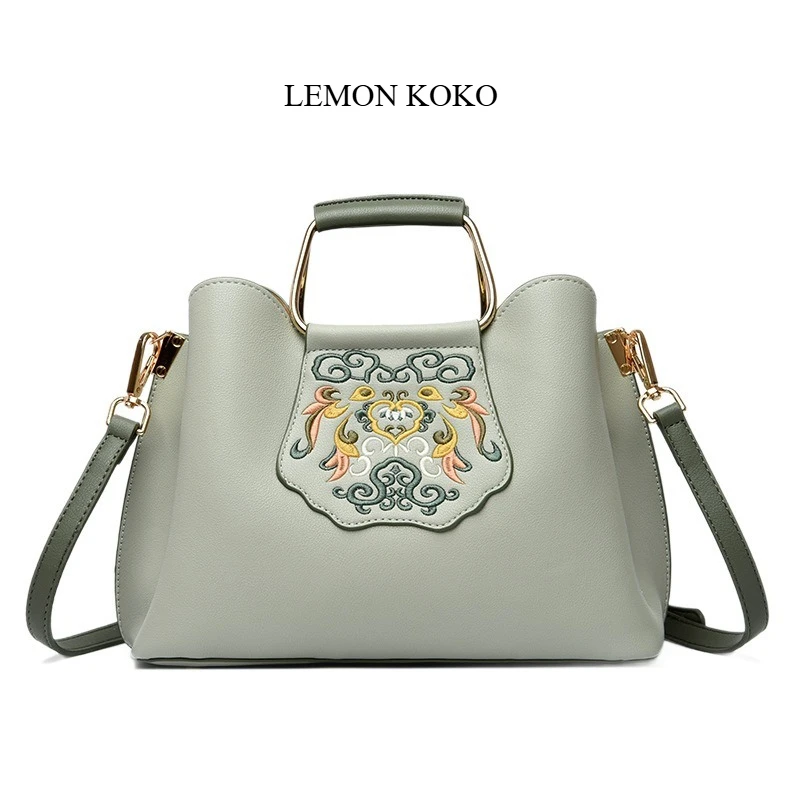 

LEMON KOKO Embroidery Oriental Aesthetics Women's Handbag Embroidery High-end Bag Fashionable Atmosphere Women's Large Capacity