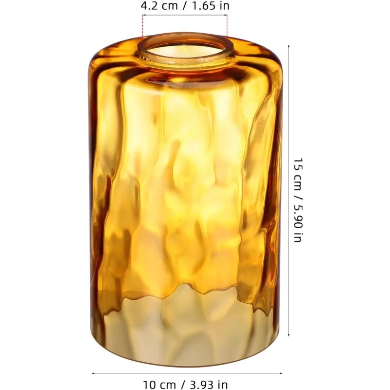 3pcs Orange Hammered Glass Lamp Shade,Water Ripple Cylinder Lighting Fixture Lamp Cover for Chandelier Pendant Light Wall Sconce