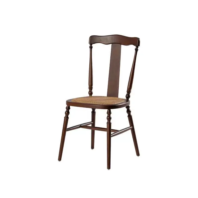 

Retro solid wood dining chair whole rattan home ash wood restaurant balcony cafe back chair