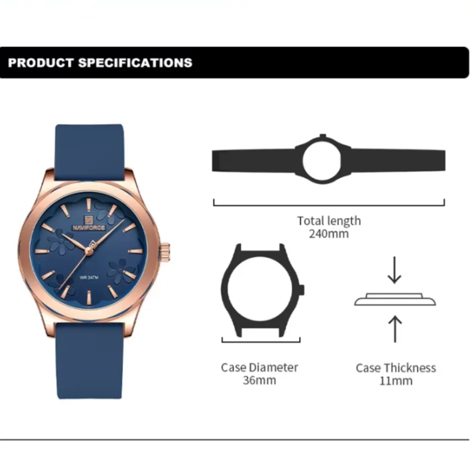 NAVIFORCE Unique Design Flower Dial Women Quartz Watch Silica Strap Fashion Luxury Waterproof ladies Wristwatch Relogio Feminino
