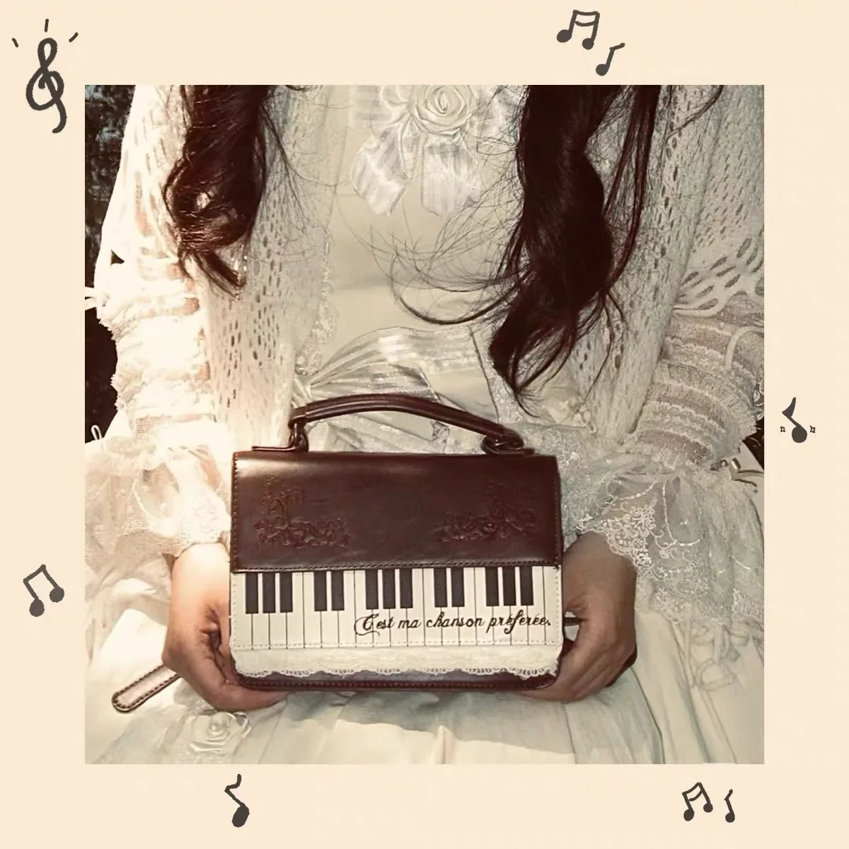 JIAERDI Y2K Harajuku Personalized Piano Backpack Female Vintage Brown Crossbody Bags Women Fairycore Aesthetic Handbag New 2025