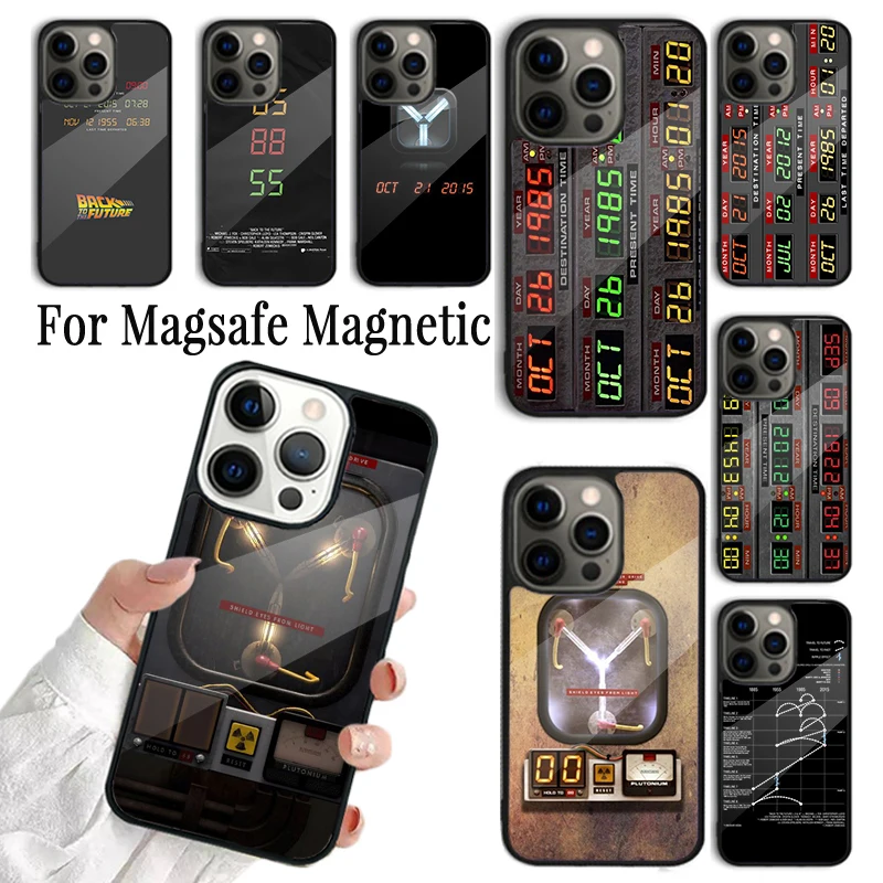 Phone Case For iPhone 16 15 14 13 12 11 Pro Max Plus Magsafe Magnetic Wireless Charging Cover Back to the Future Flux Capacitor