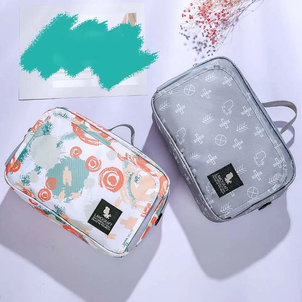 

Мягкая сумка для хранения подгузников, нейлоновый органайзер большой емкости для мамы, многофункциональная сумка с принтом для набора макияжа для покупок