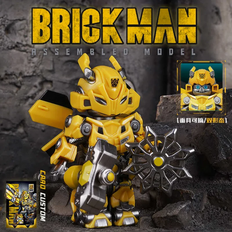 Brick Man Transformers Assemble Kit Models Optimus Prime Bumblebee Action Figure Cute Mini Transforming Car Toys Kids Gifts