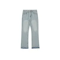 RDT Men's Cleanfit Blue Tassel 507 Style Denim Jeans Vintage Washed Long Pants American Casual Fashion Retro Look