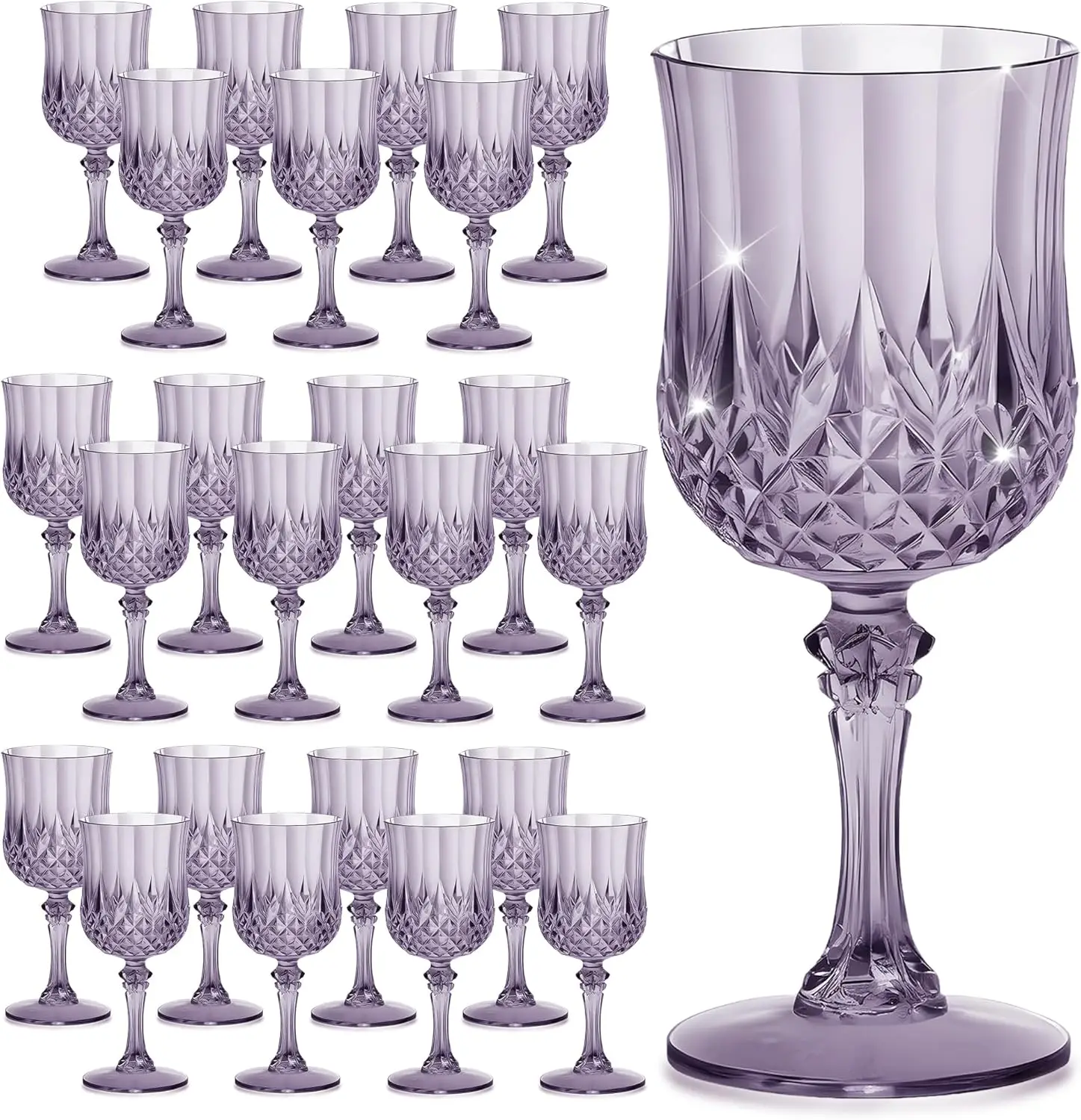 

24PCS 7OZ Dark Purple Wine Glasses - Unbreakable Champagne Flutes for Wedding, Christmas, Halloween, Party