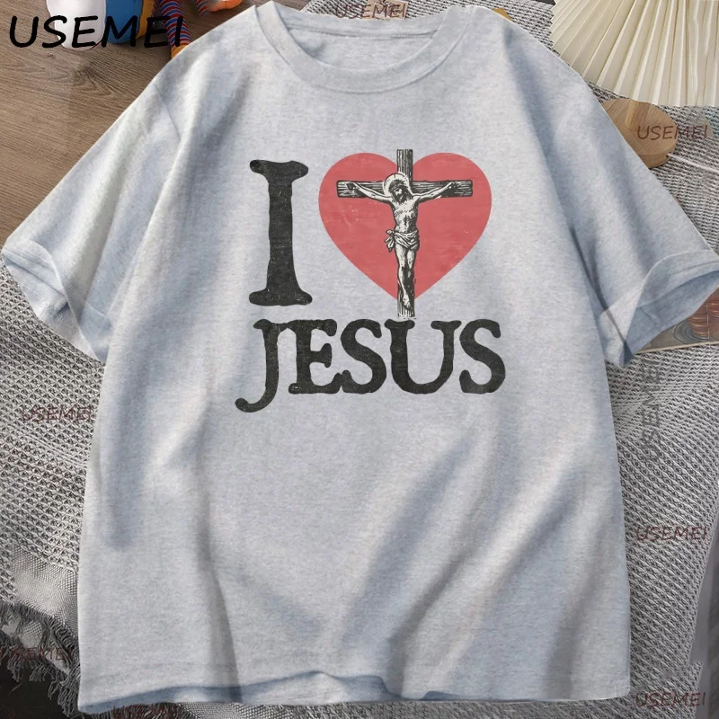أنا أحب يسوع تي شيرت الرجال النساء خمر المسيحية المحملة الرجعية الإيمان الجرافيك المحملة عيد الفصح الدينية تي شيرت Harajuku قصيرة الأكمام بلايز