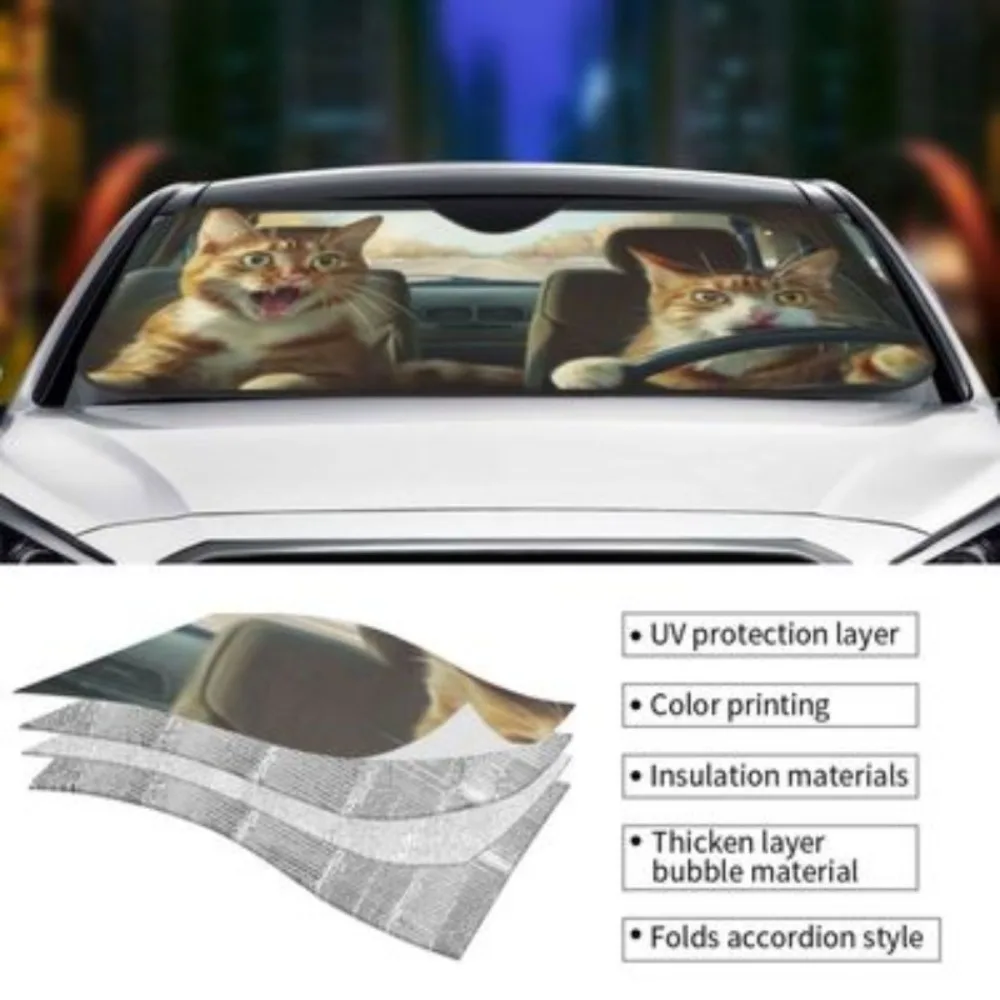 Car Windshield Sun Shade,55*29.9inch Foldable Sun Visor for Front Window, Heat Insulation  Privacy Protection - view 6