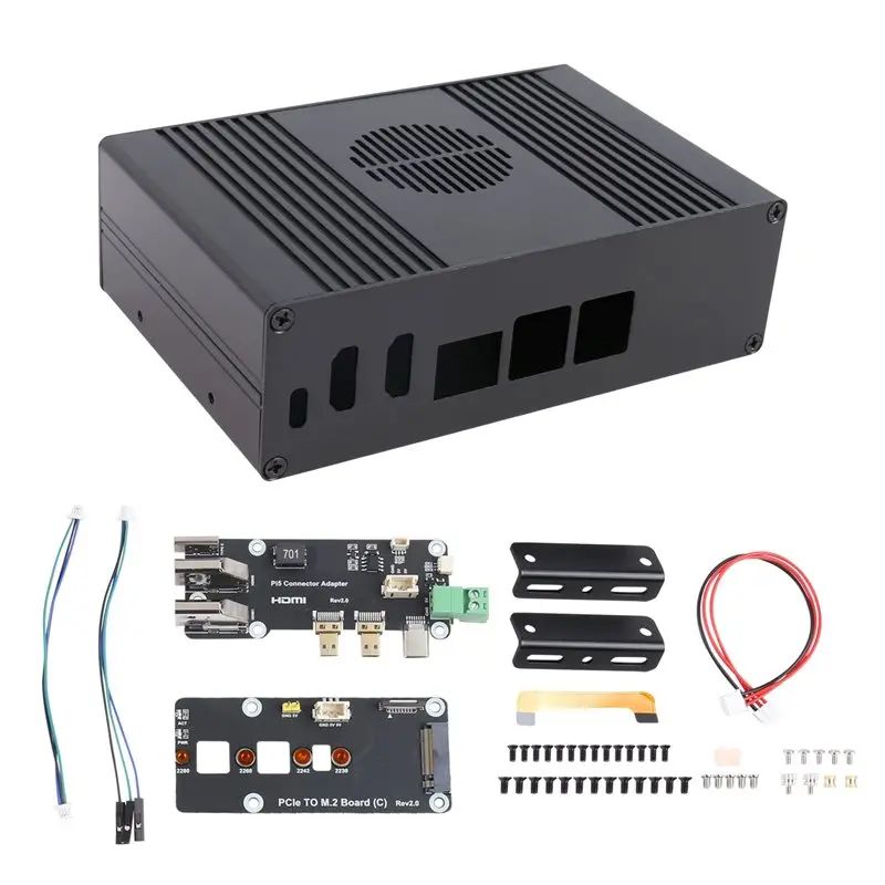 N36R-Solid State Drive Enclosure Hard Drive Enclosure Set PCIE To M.2 NVME SSD For Raspberry Pi 5 Box Case Kit