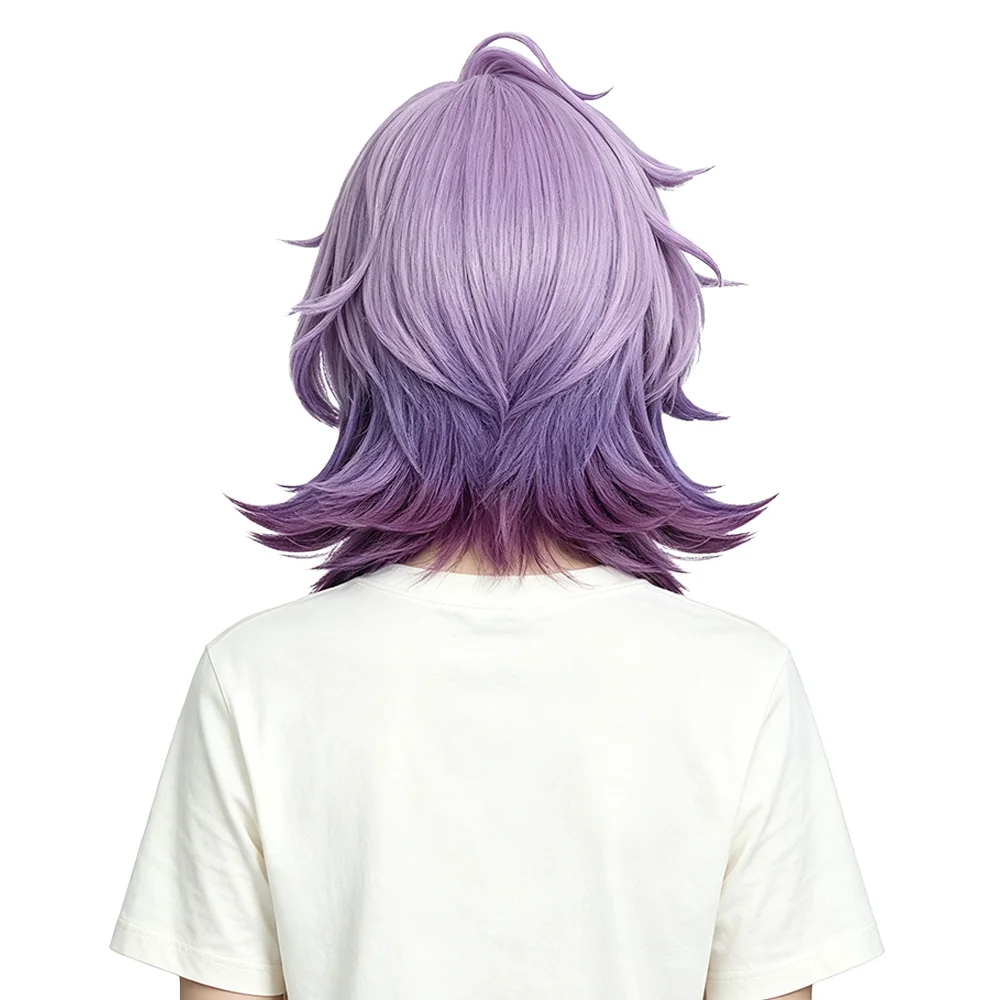 Purple Gradient Anime Durin Cosplay Wig Short Fluffy Layered Wig Heat Resistant Synthetic Hair For Men Women Party Halloween