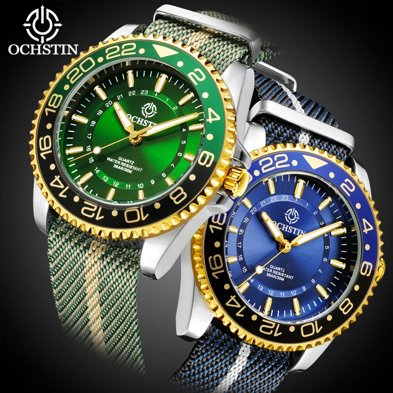 OCHSTIN New Sale Nylon Watch Strap Men‘s Quartz Movement Waterproof Watches Male Fashion Classic Navigator Series Wristwatch