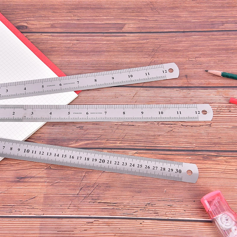 30cm  METAL RULER Stainless Steel Straight Edge Drawing Cutting Non Skid Back