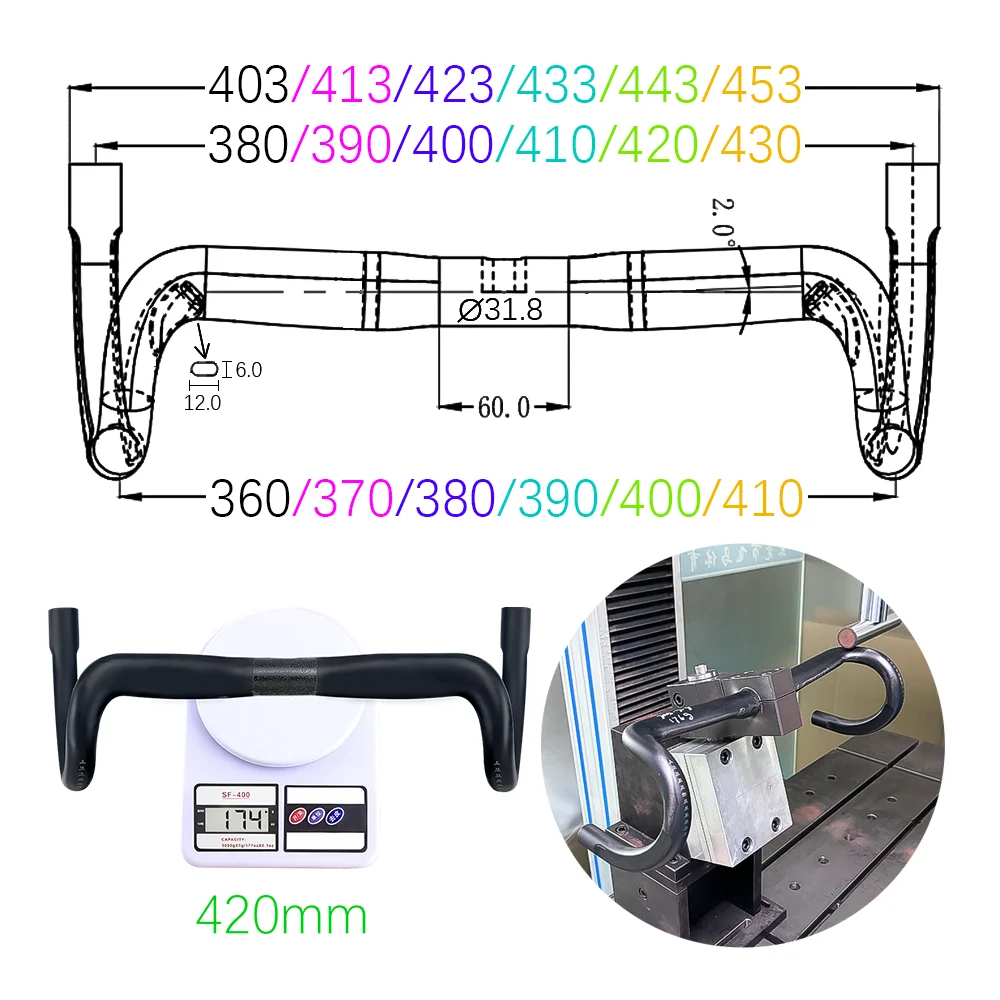 BALUGOE Ultralight Carbon Half Internal Wiring Climb Slope Competition Bending Handle Small Uplift Highway Bicycle Handlebars