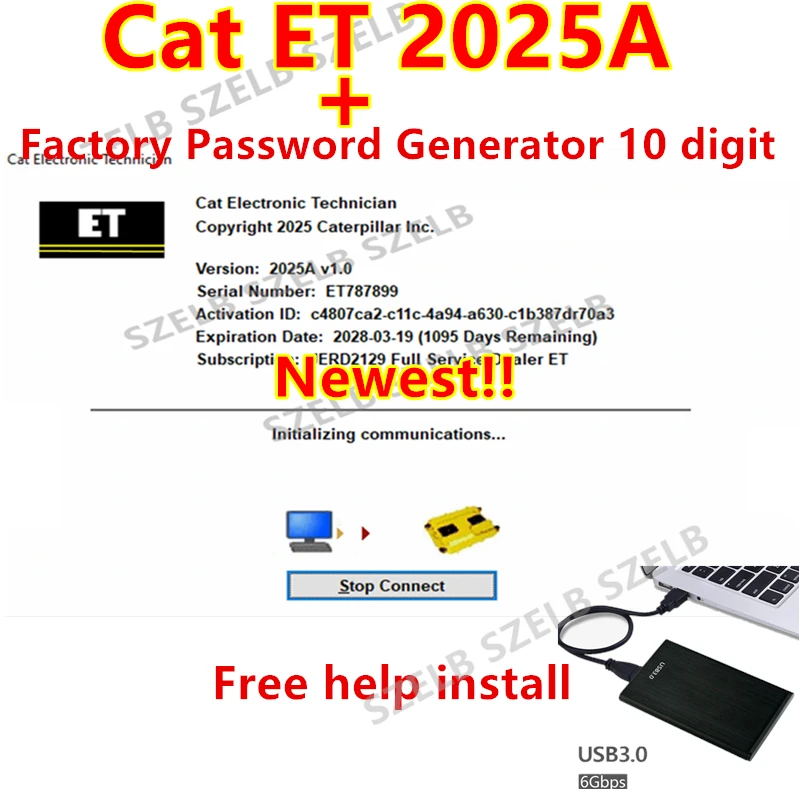 2025 Newest For CAT ET 2025A Diagnostic Program for Red Caterpillar Electronic Technician + Factory Password Generator 10 Digits