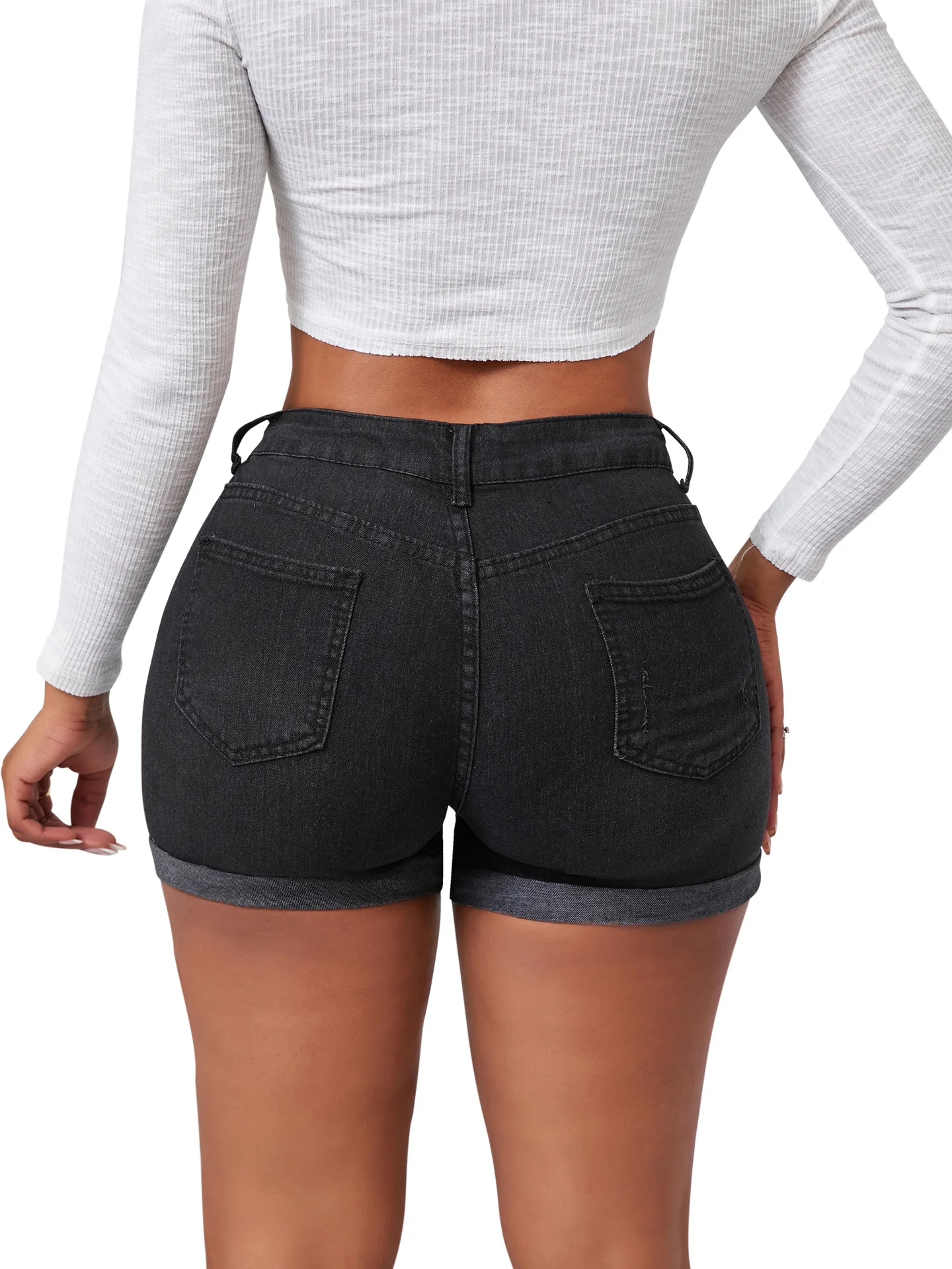 الجينز الجديد المثير عالي الخصر الممزق عالي المرونة والسراويل النسائية المثيرة والنادي مقاس كبير