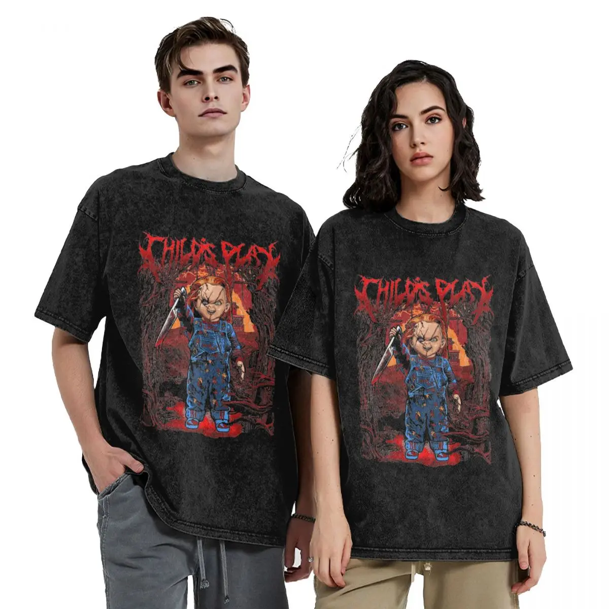 Sprana koszulka dziecięca zabawowa Chucky Hip Hop T-Shirt w stylu Vintage główna ulica Streetwear z krótkim rękawem letnie koszulki męskie kobiety