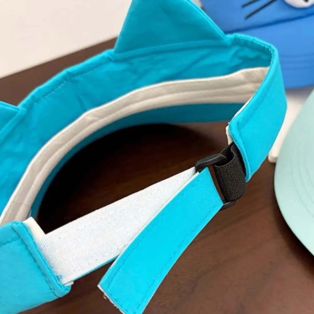 Sun Protection Big Eyes Cat Visor Cap Quick-drying Fabric Adorable Kitty Hollow Hat Creative Funny Cat Ears Sun Hat Hiking