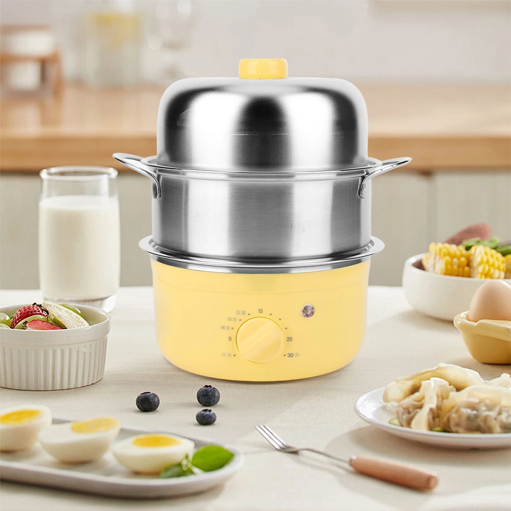 

Electric Egg Cooker Double Layer Vegetable Steamer with Auto Shut Off Food Steamer for Hard Boiled Eggs