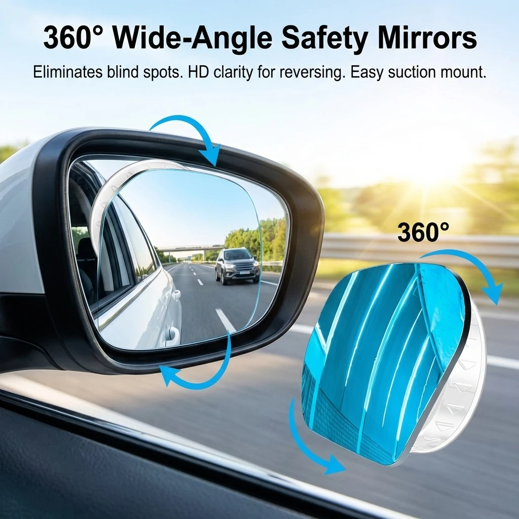 

Зеркало заднего вида на присоске с регулировкой на 360 градусов, широким углом обзора, вспомогательное, широкоугольное, для слепых зон