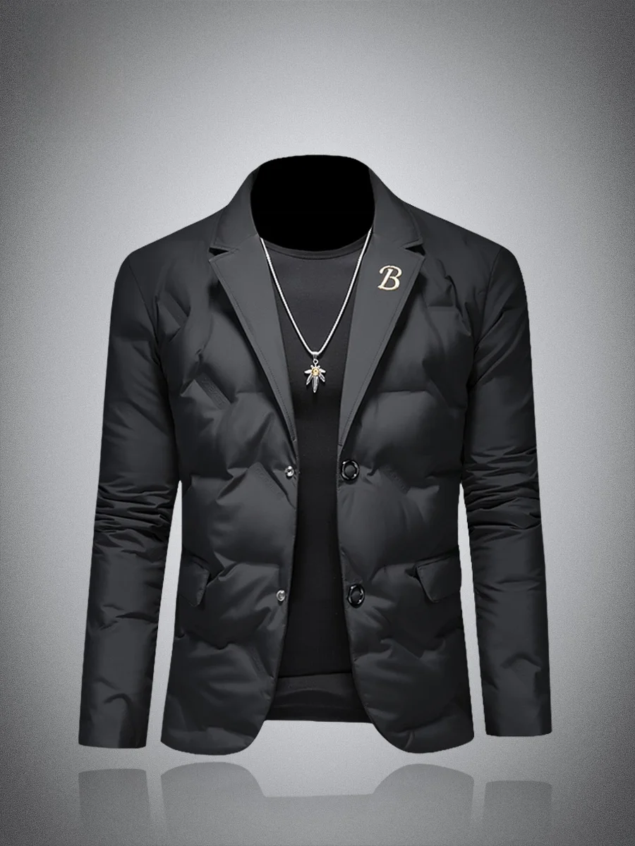 

Мужская зимняя куртка премиум-класса: модная, легкая, с вышивкой, отложным воротником, в городском стиле, утепленная пухом