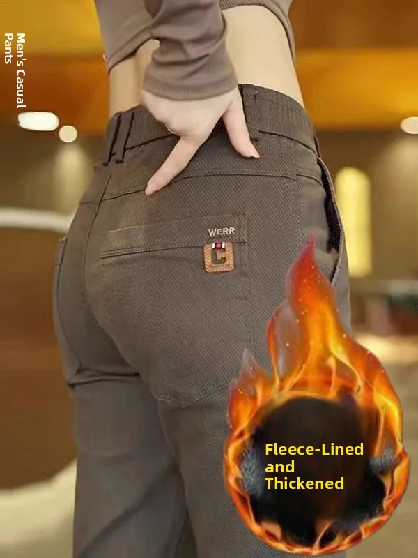 

Мужские брюки Thiened Fce: повседневные, приталенные, прямые, свободные, на резинке, для осени и зимы