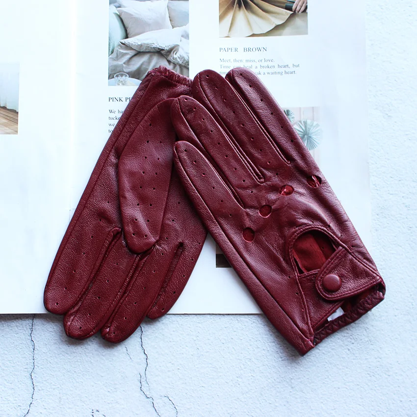 Sommer Fahren Leder Handschuhe Frauen Dünne Schaffell Ungefüttert Modische Ausgehöhlte Alle Finger Motorrad Reiten Handschuhe – Detail 26