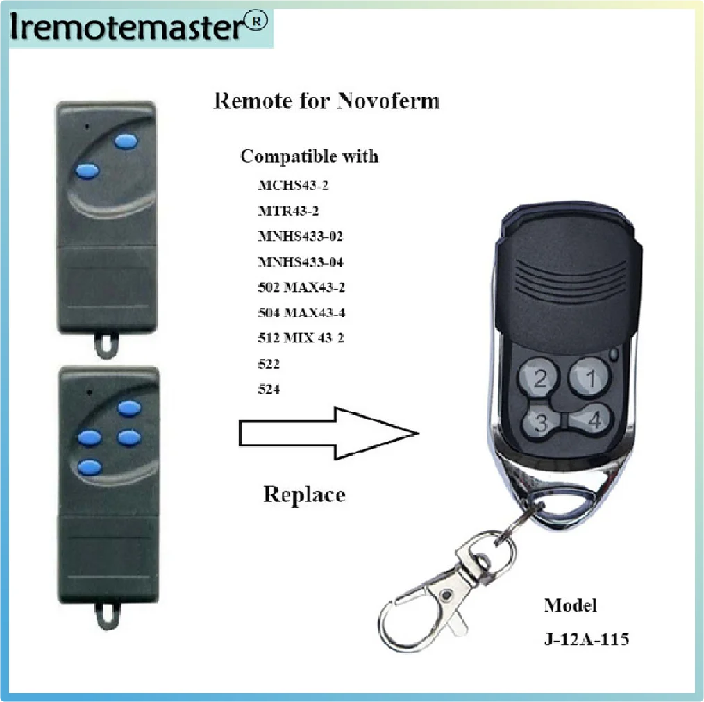 For NEWEST NOVOFERM Mini-NOVOTRON 524 502 504 512 522 Garage Door Remote Control 433MHz Rolling Code NOVOFERM NOVOTRON Transmitt