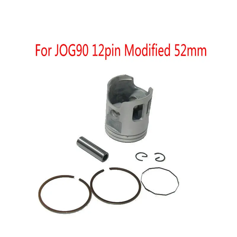 Motorcycle JOG90 Modified 52mm 0.25/0.5/0.75mm Piston & Ring Set (12mm Pin) For Yamaha 90cc 2 Stroke Scooter Monarelli JOG90 4DM