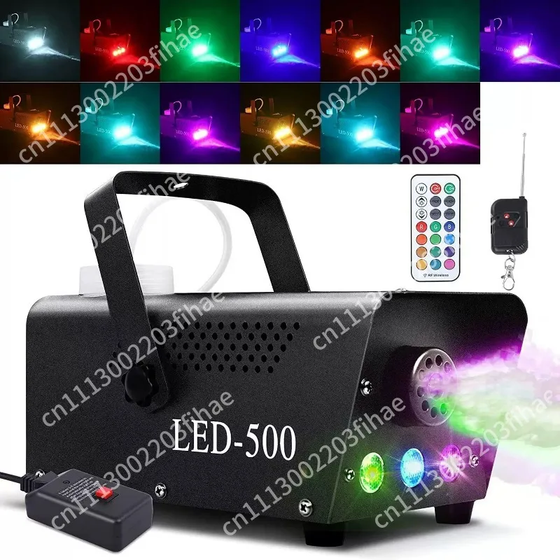 500W RGB LED Smoke Machine with Wireless Remote Control, Colorful Stage Fog Machine DJ Equipment for Bar Party Concert Halloween