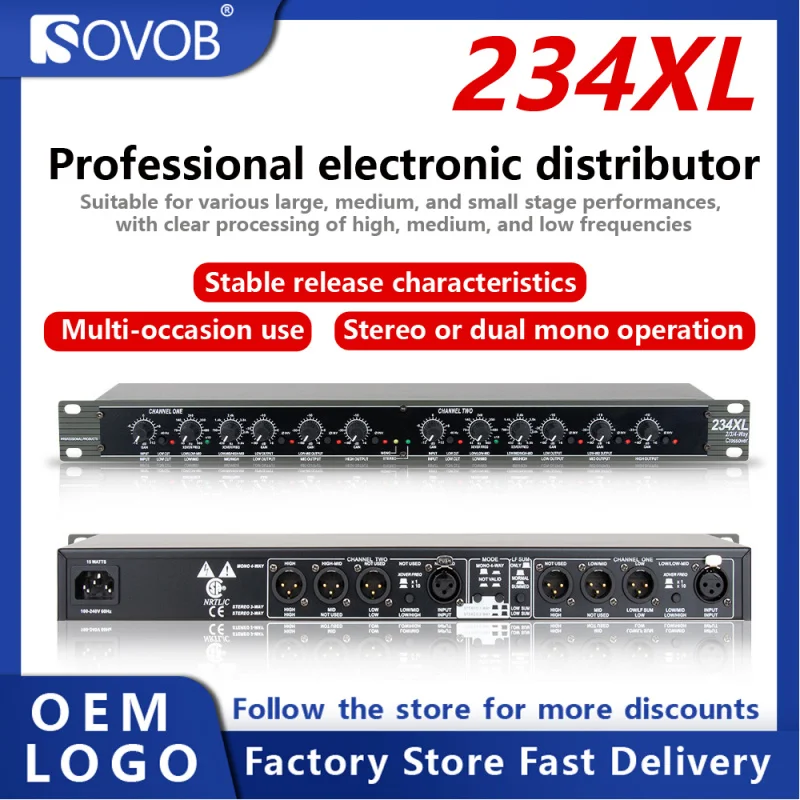 

234XL Professional Audio Peripheral Equipment Stereo 2/3/4 Channel Electronic Divider Audio Equalizer Stage Performance Equipmen
