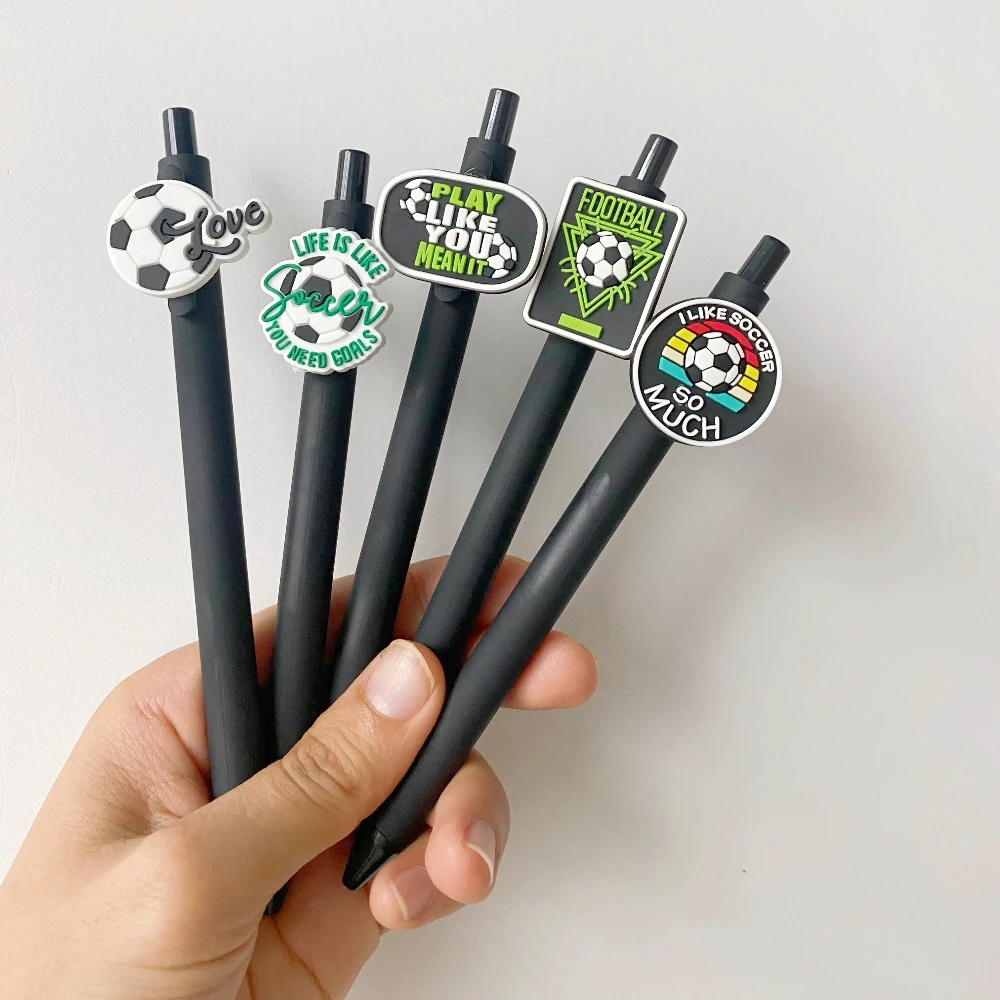 5pcs Football-Themed Retractable Ballpoint Pens Black Football Sports Fans and Enthusiasts Football Stationery School Supplies