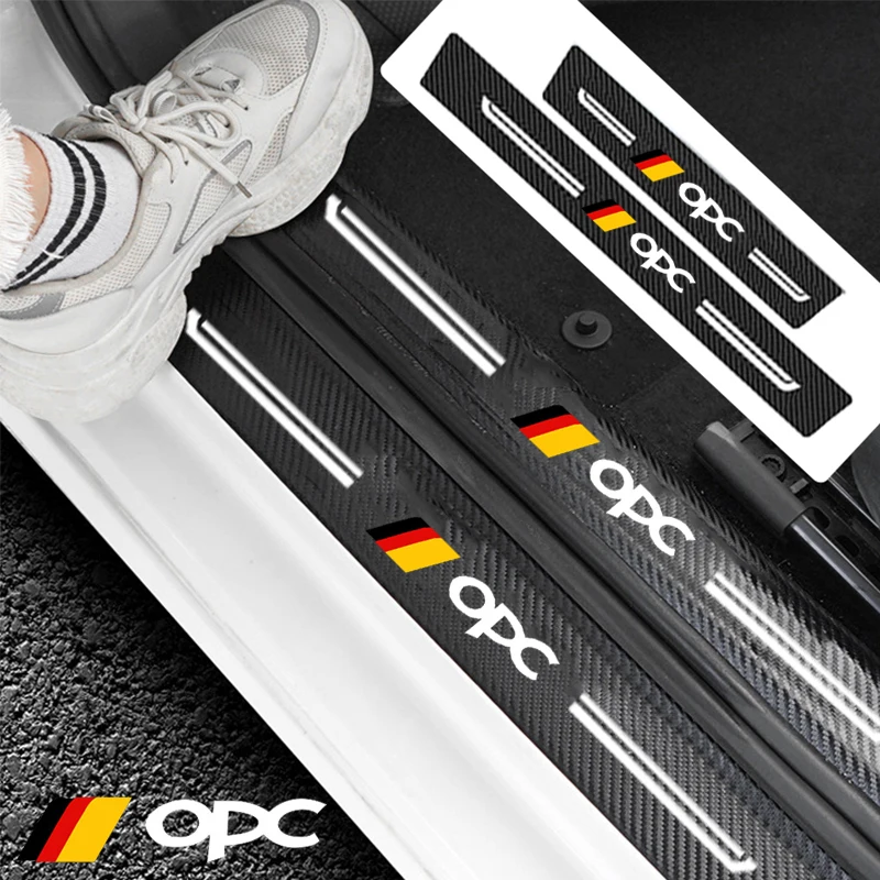 Carbon Fiber Protective Film Door Threshold Decals Car Welcome Pedal Scuff Plate for Opc Sill Stickers Accessories For Opel