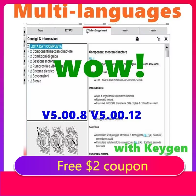 2025 Venta caliente W-ur-th WOW 5.00.8 WOW V5.00.12 R2 Software multilingüe con Keygen para herramienta de diagnóstico de coches multidiag Tcs
