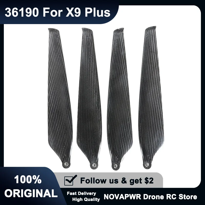 Hobbywing 36190 Carbon Fiber Drone Propellers for X9 Plus MAX UV Resistant Agricultural Spraying Rotors (CW+CCW Pair)