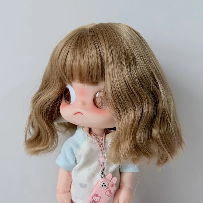 Funny BJD SD Doll Chicken Rolls Wig Big Head Doll Decoration Accessories Headgear 2D Doll DIY Dress Up Straight Bangs Wig Cover