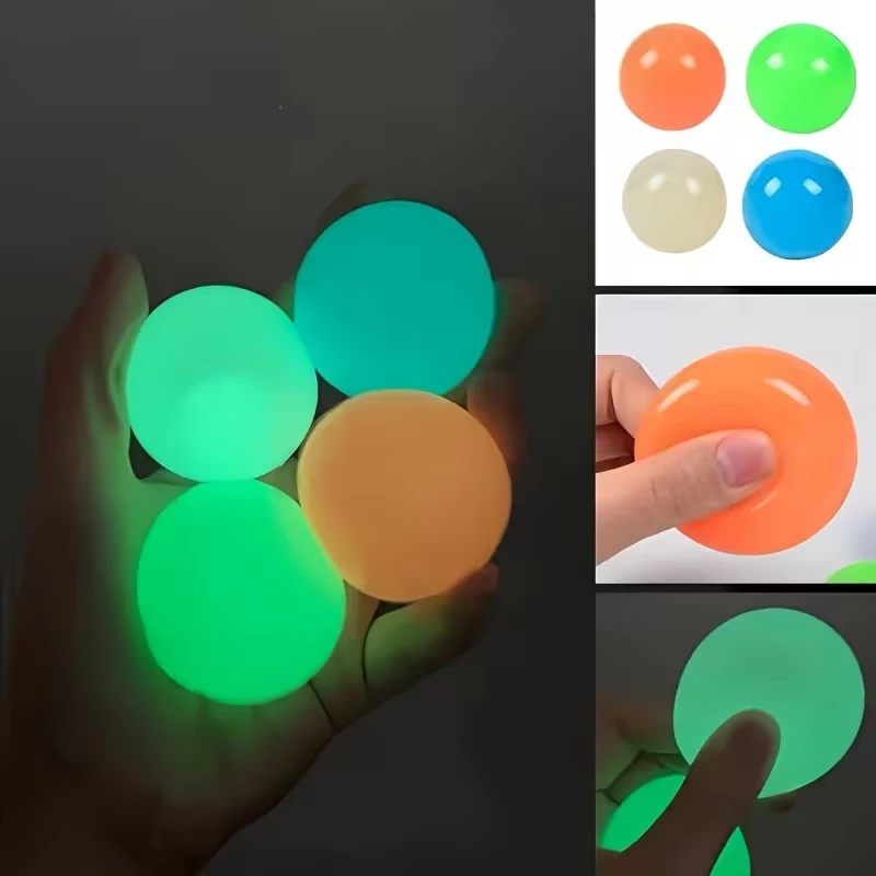 

5/10Pcs Luminous Sticky Ceiling Balls Glow In Dark Fidget Toys Stress Relief Sensory Balls Wall Decor