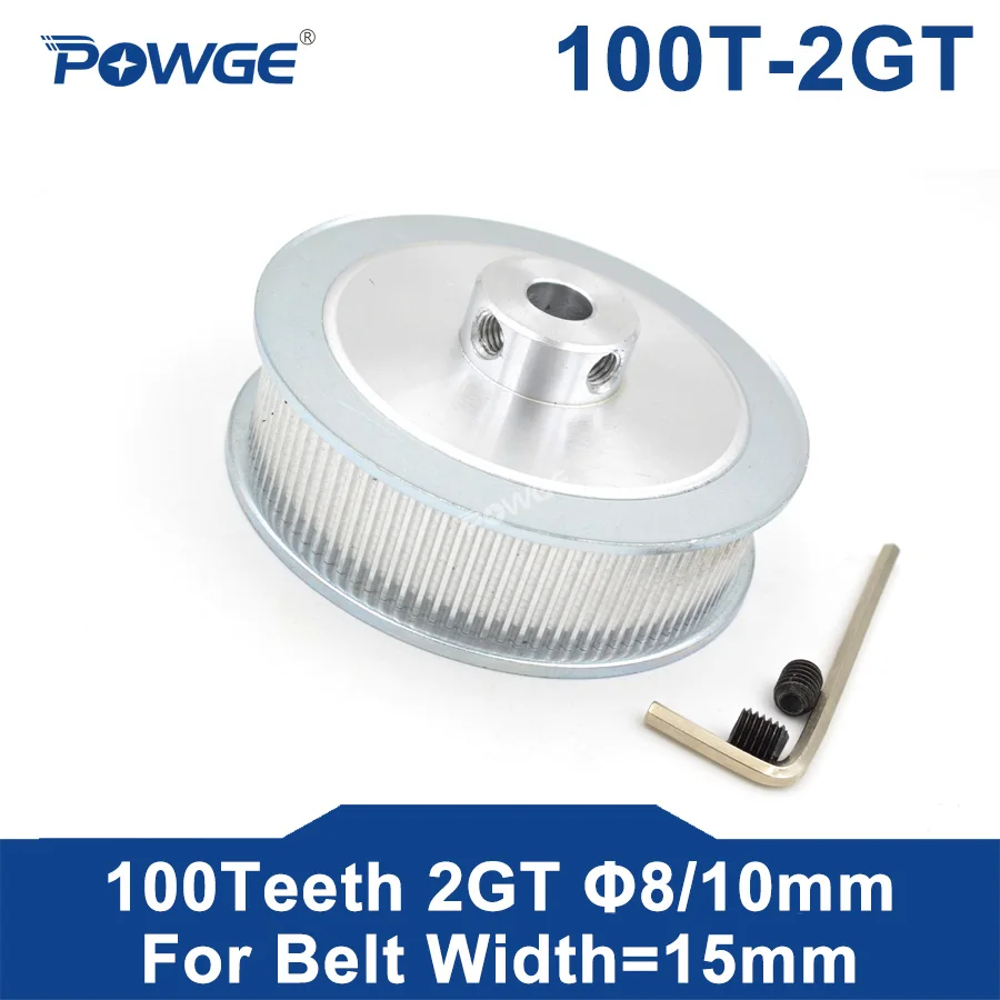 POWGE 2GT 2MGT 100 Teeth Synchronous Pulley Bore 8/10mm for width 15mm GT2 Timing Belt Small Backlash Wheel Gear 100Teeth 100T