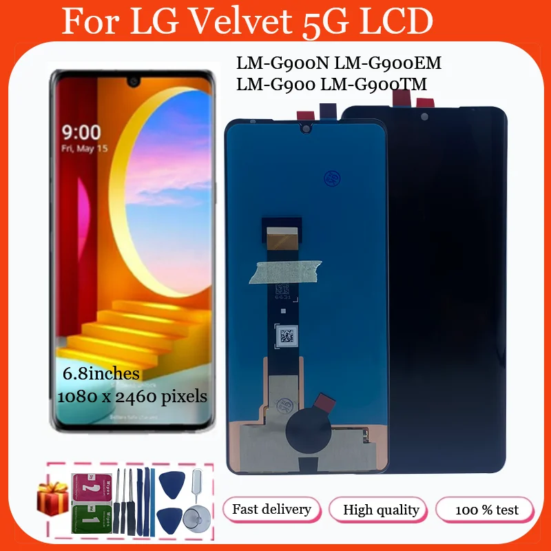 For LG Velvet G910 G900 G900N 5G LCD Display Touch Panel Screen Digitizer with frame For LG G9 ThinQ LCD LMG910EMW LCD