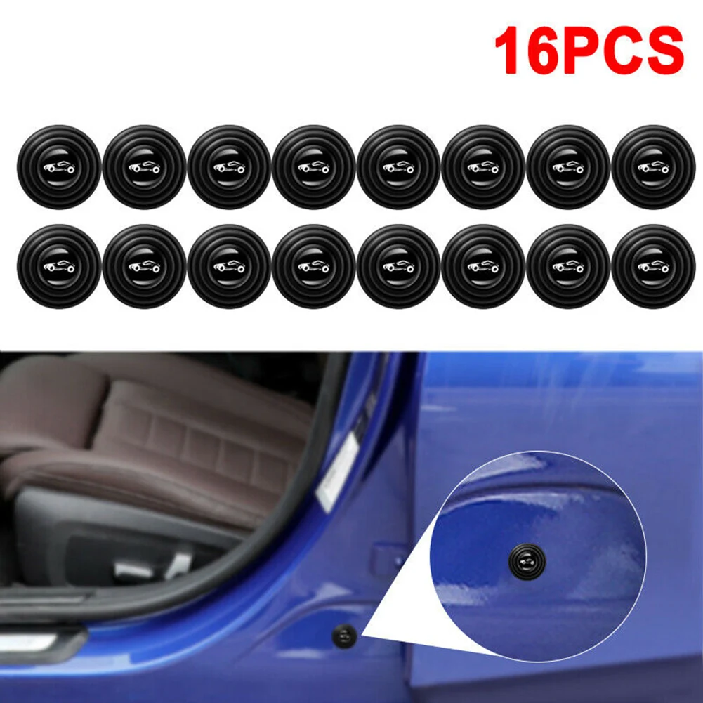 

16pcs Black Car Door Anti-shock Silicone Pad Universal Anti-Noise Buffer Gasket Anti-collision Door Sticker Auto