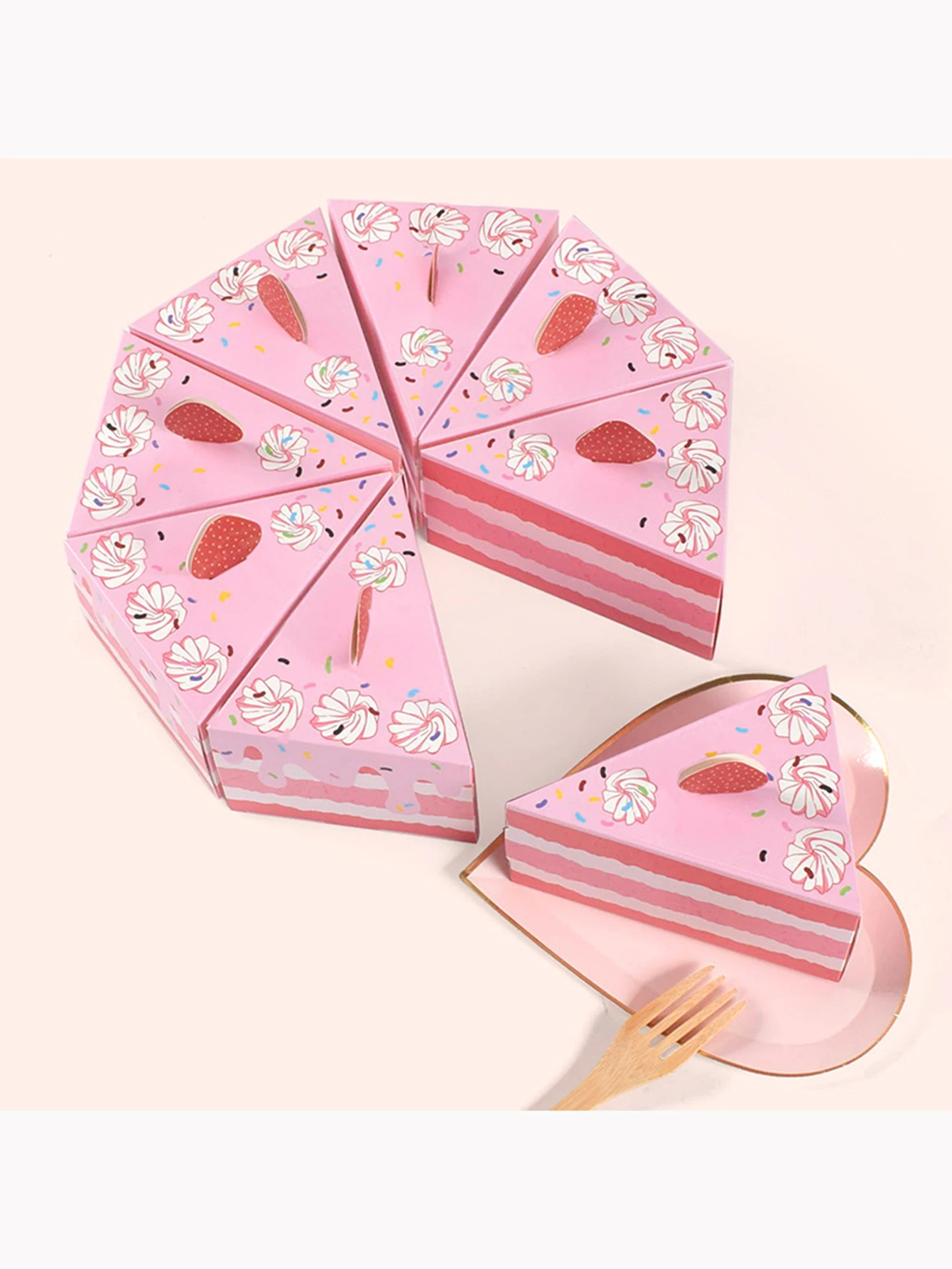 15pcs Cute Creative Triangular Cake Shape Wedding Candy Box Birthday Party Colorful Gift Packaging Box Cake Gift Box