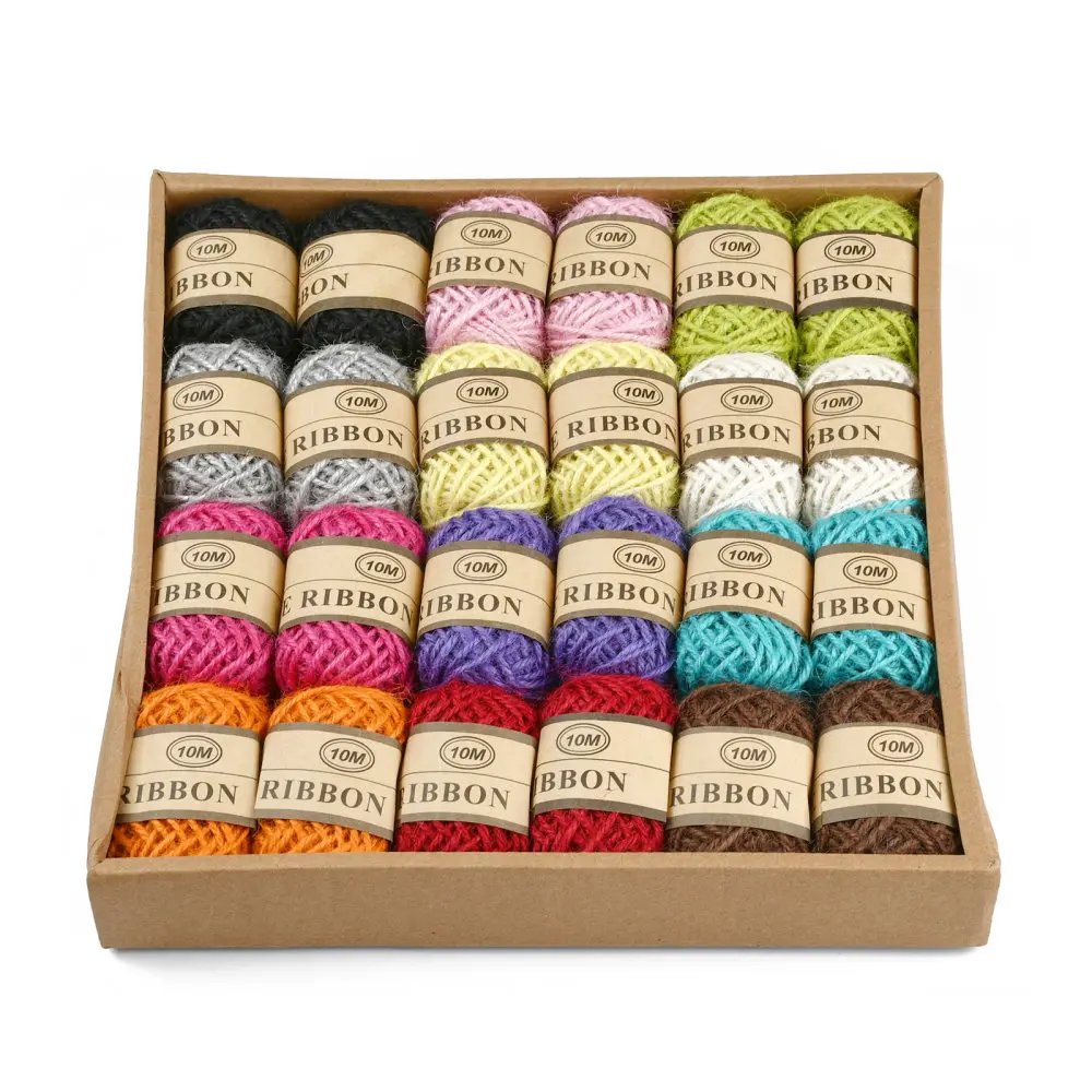 

12 Colors Jute Cord Jute String Jute Twine Fixed Color Mixed Color 2mm about 10.93 yards(10m)/roll 2 roll/color